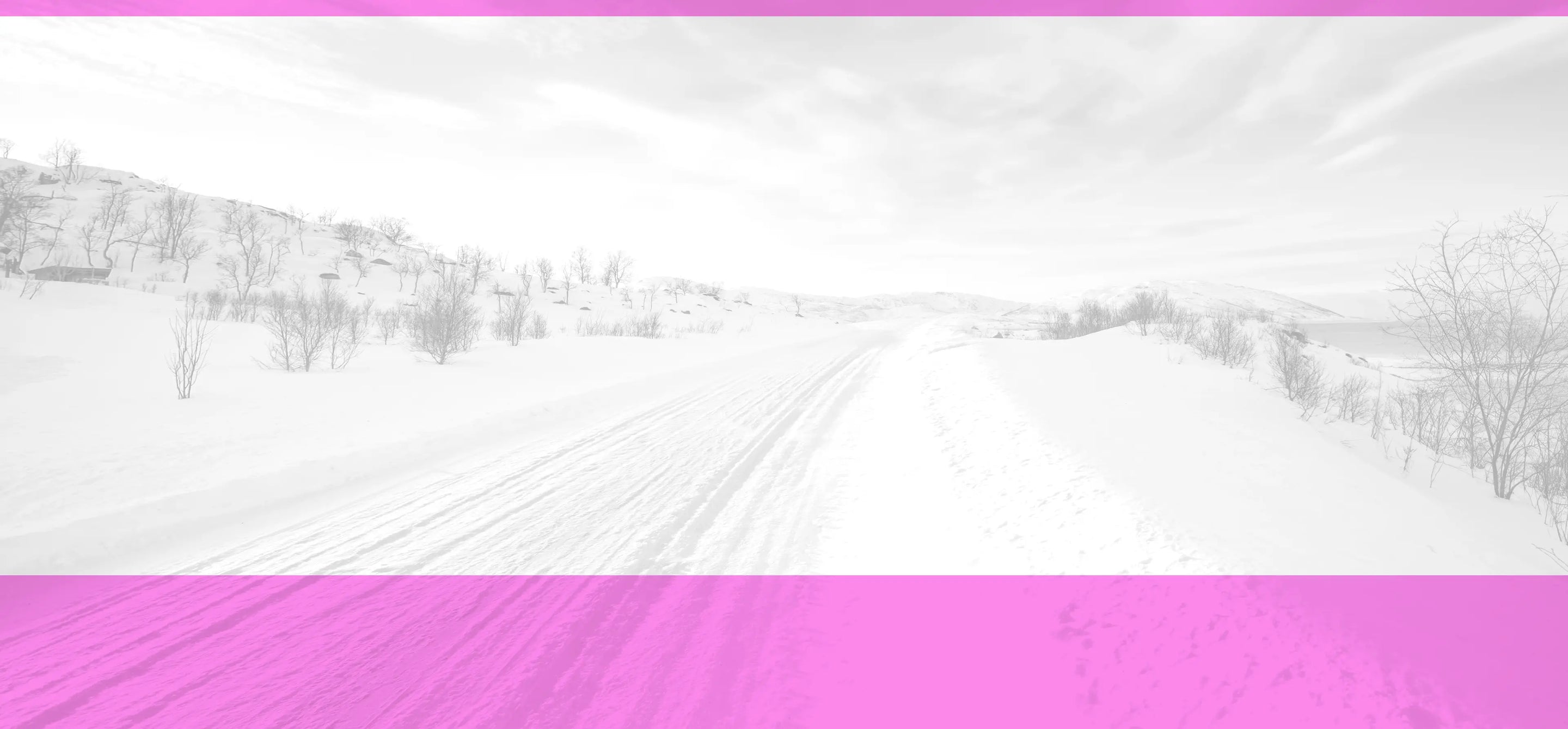 whiteout look on road with pink horizontal lines at top and bottom